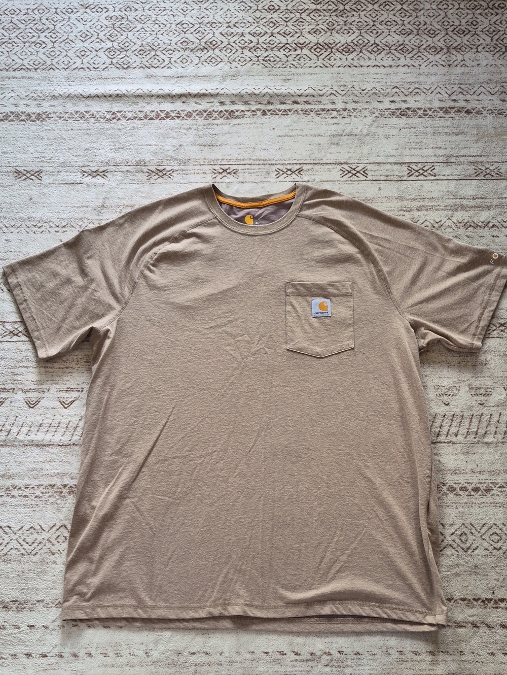 Carhartt Men’s Short Sleeve Pocket Tee in Tan with Yellow Trim